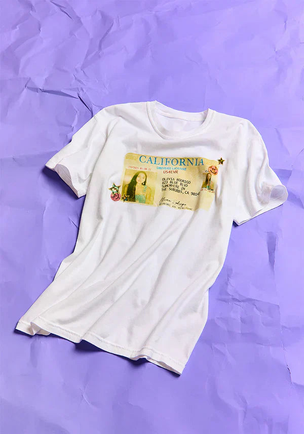 driver's license t-shirt in white