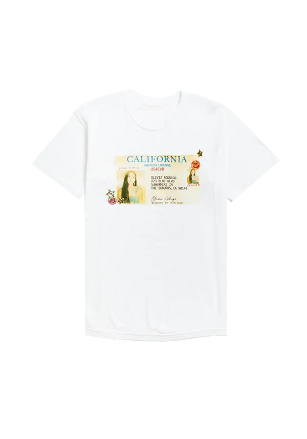 driver's license t-shirt in white