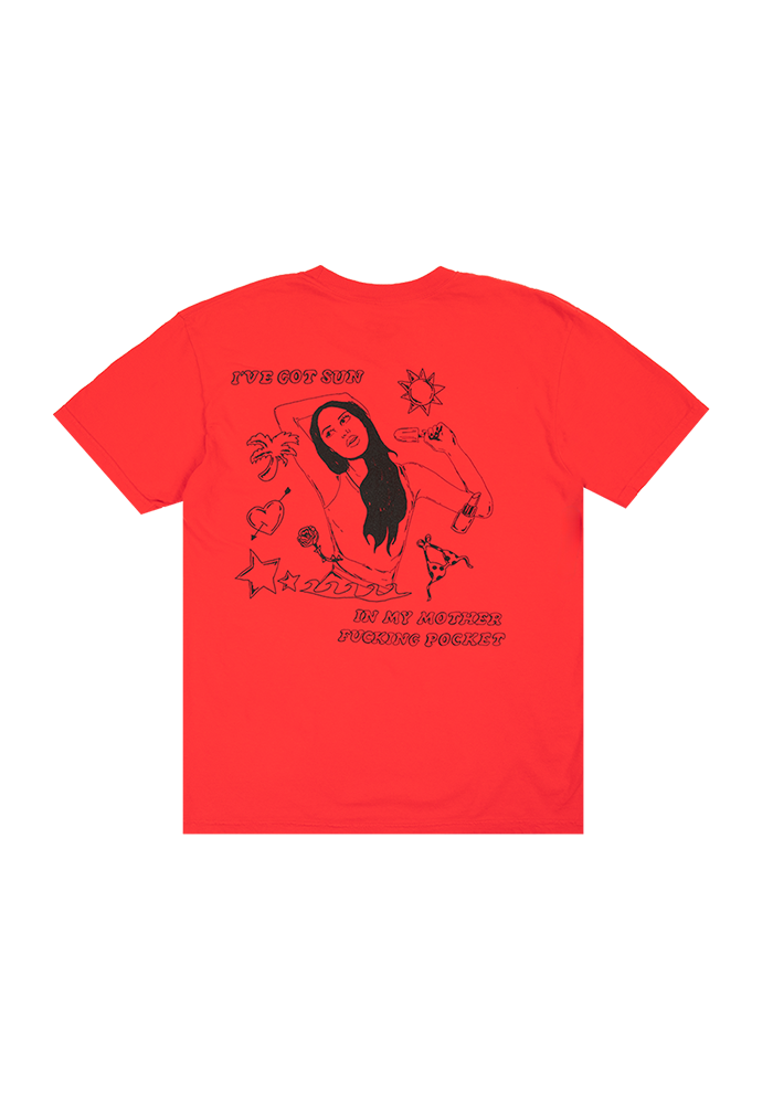 oversized sun in my mother fucking pocket t-shirt in red