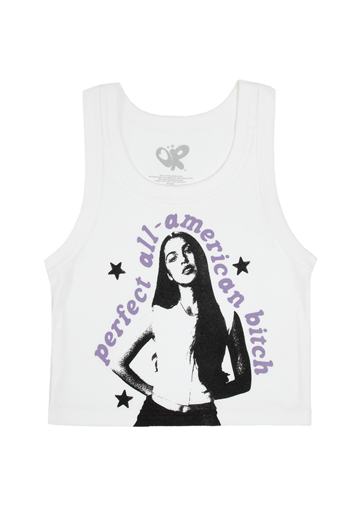 perfect all-american bitch crop tank in white